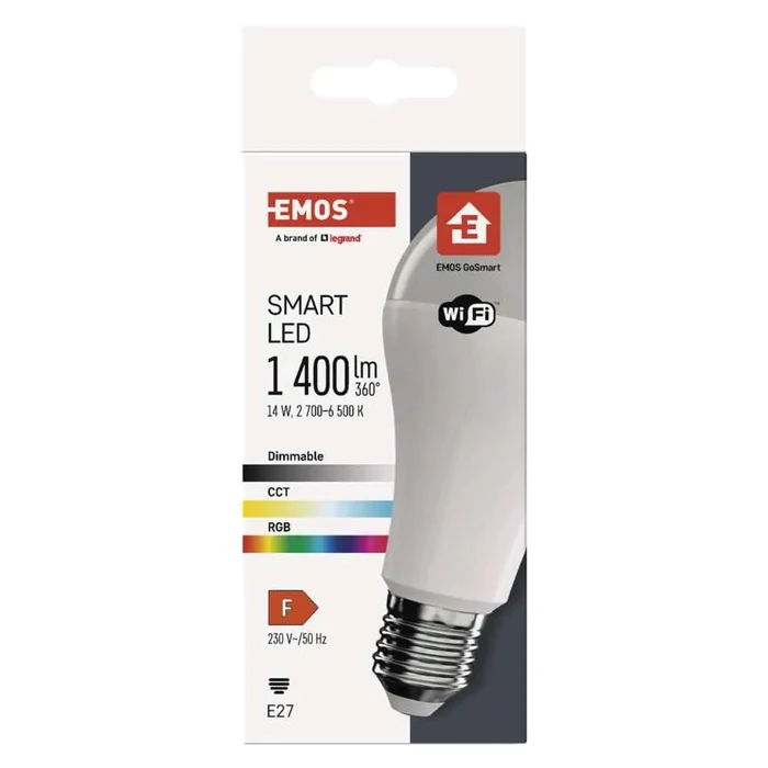 Emos gosmart LED izzó GoSmart A65 E27 14W (94W) 1400 lm RGB dimmelhető WiFi ZQW516R