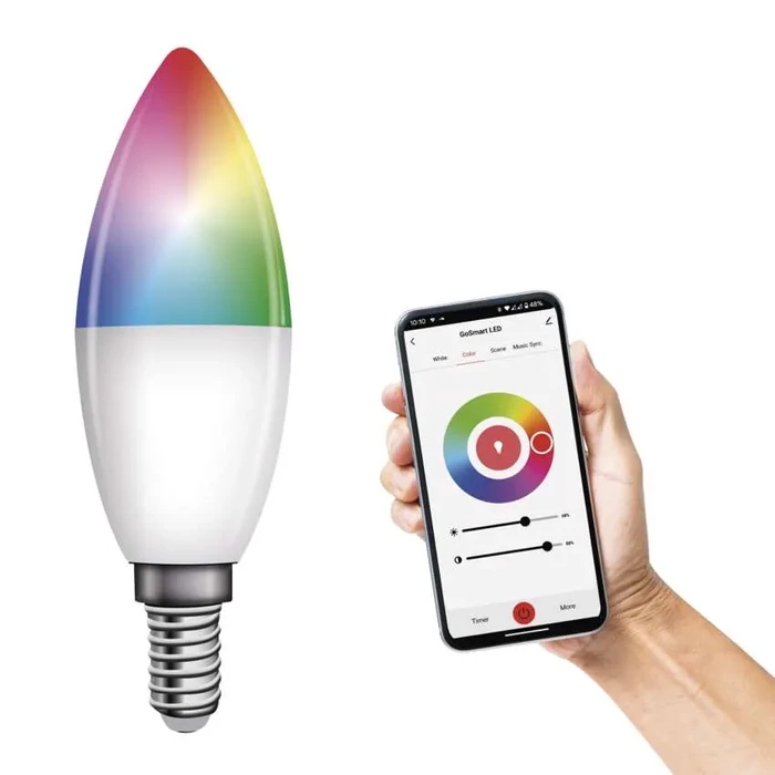 Gosmart LED izzó GoSmart gyertya E14  4,8W (40 W) 470 lm RGB dimmelhető WiFi ZQW322R