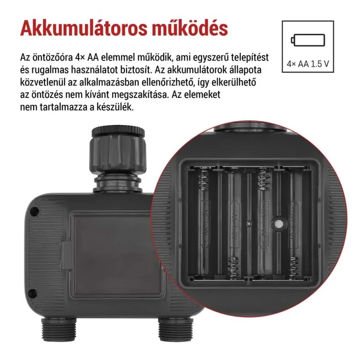 Emos GoSmart öntöző időzítő, Bluetooth 5.0, 2 kimenet 0,5–8 bar 3/4