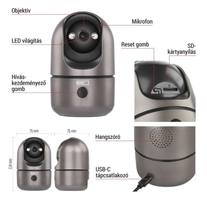 Emos GoSmart Beltéri forgatható kamera IP‑220W wifivel H4062