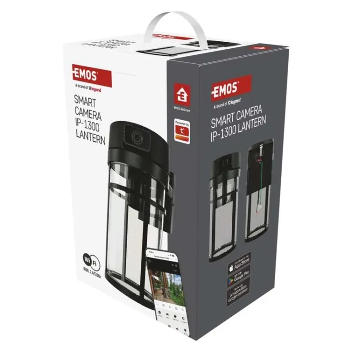 Emos GoSmart Wifis kültéri forgatható kamera IP-1300 LANTERN E27 foglalattal, fekete H4074