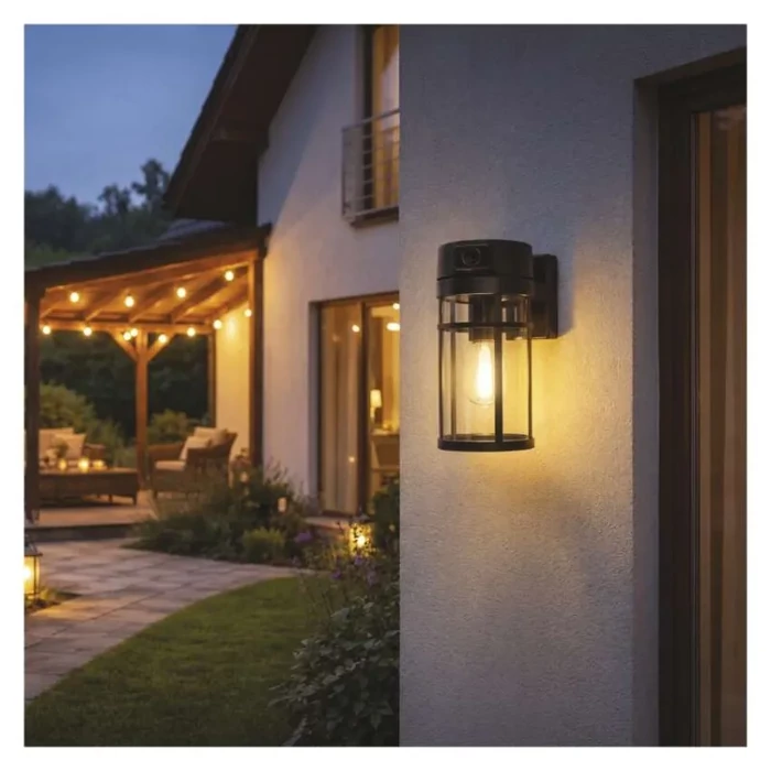Emos GoSmart Wifis kültéri forgatható kamera IP-1300 LANTERN E27 foglalattal, fekete H4074
