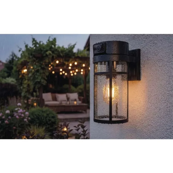 Emos GoSmart Wifis kültéri forgatható kamera IP-1300 LANTERN E27 foglalattal, fekete H4074