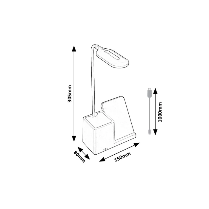 Rábalux Cerie asztali led lámpa 4W 200Lm 3000-4000-6500 fekete vezeték nélküli töltés 74232