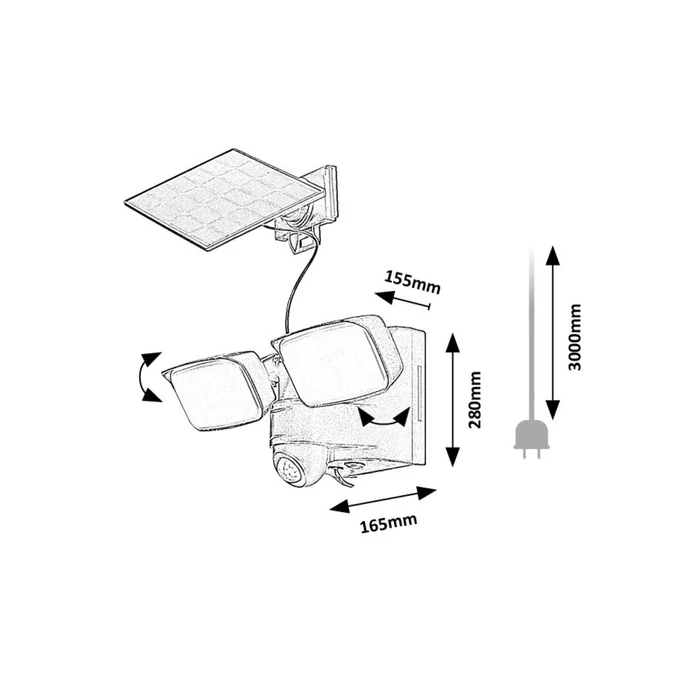 Rábalux Leszno LED kültéri napelemes lámpa 10W 800lm 4000K fekete IP54 77091