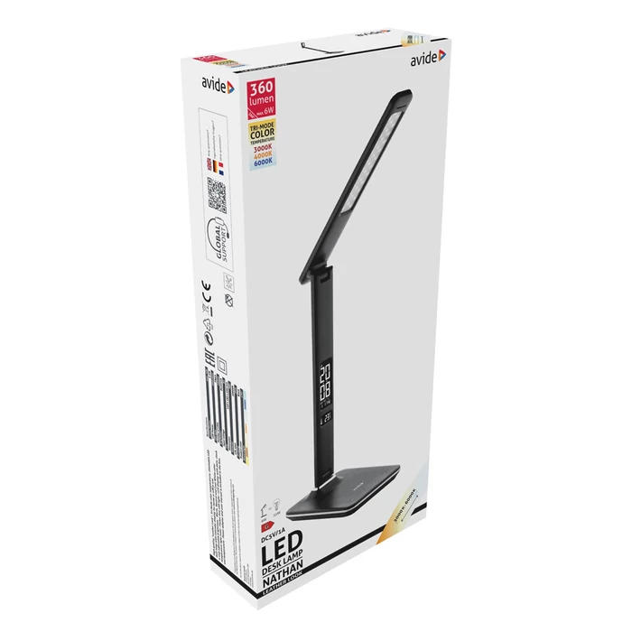 Avide Nathan LED asztali lámpa 6W 360Lm CCT fekete ABLDL-OLC-6W-BL