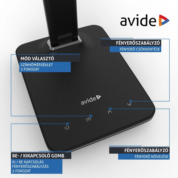 Avide Nathan LED asztali lámpa 6W 360Lm CCT fekete ABLDL-OLC-6W-BL