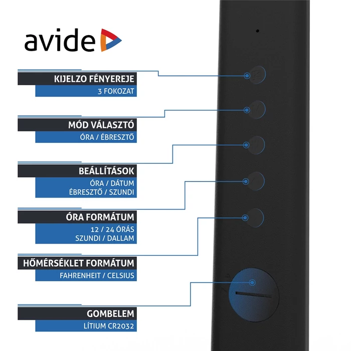 Avide Nathan LED asztali lámpa 6W 360Lm CCT fekete ABLDL-OLC-6W-BL