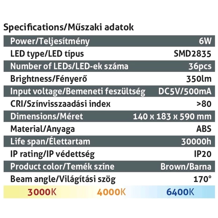 Avide Nathan LED asztali lámpa irodai bőrhatású barna 6W 350Lm CCT ABLDL-OLC-6W-BR