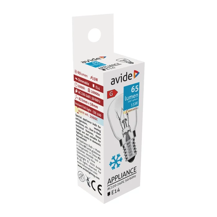 Avide hűtő izzó E14 15W 3000K 65lm ARAC14WW-15W