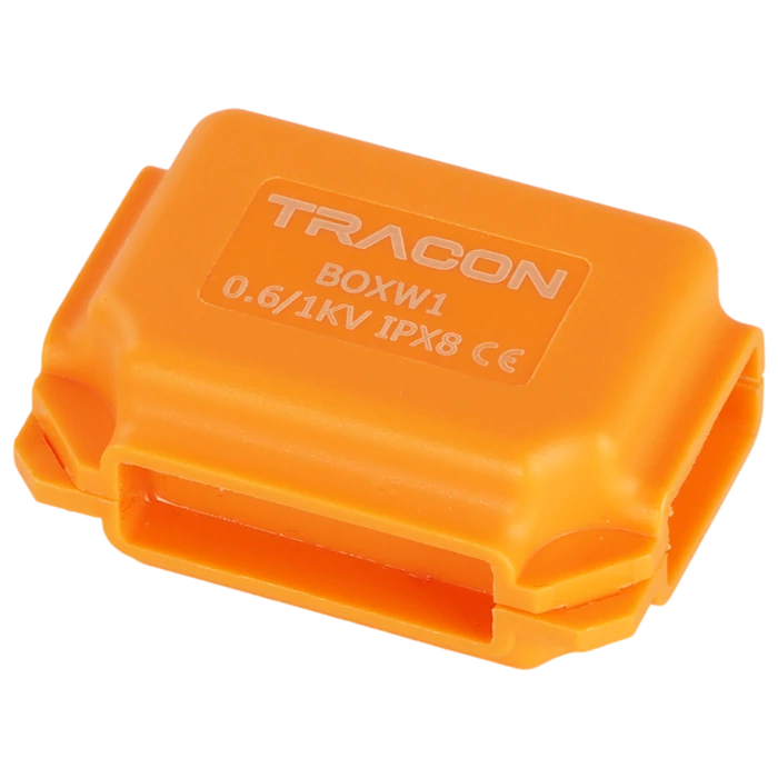 Tracon vízálló műanyag doboz vezeték összekötőhöz 41x28x19mm narancssárga IPX8 BOXW1
