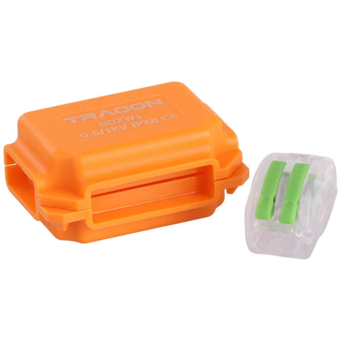 Tracon vízálló műanyag doboz vezeték összekötőhöz 41x28x19mm narancssárga IPX8 BOXW1