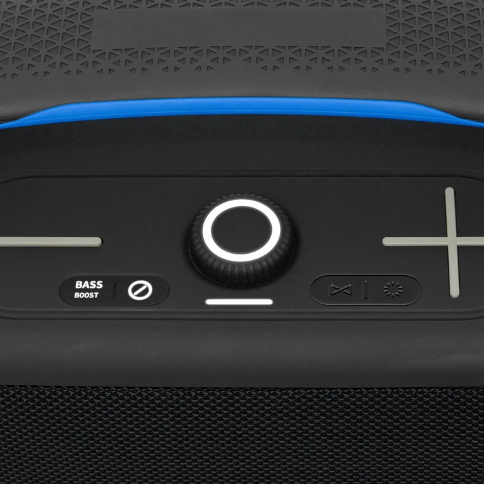 SAL BT9000 hordozható boombox, vezeték nélküli hangszóró 100W IPX5, BT TWS, AUX, USB/microSD, Soft Touch gombok, ~10 h üzemidő, USB-C töltőkábel BT9000