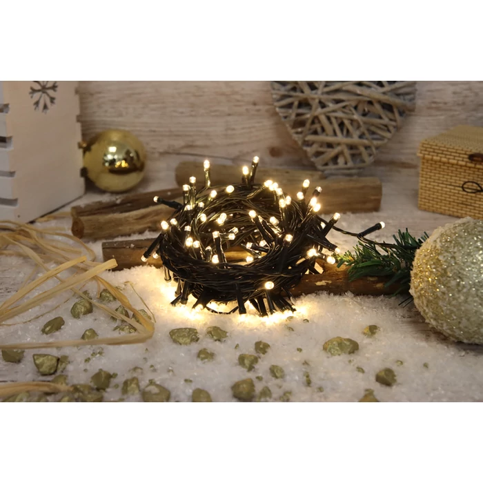 Tracon karácsonyi fényfüzér 2+10m meleg fehér kültéri/beltéri CHRSTOB100WW