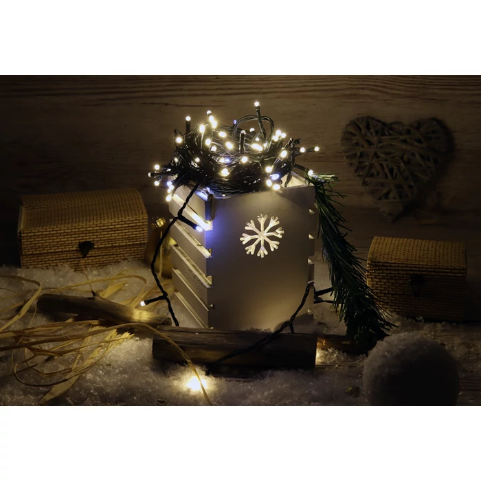 Tracon karácsonyi sziporkázó fényfüzér 2+10m meleg fehér kültéri/beltéri CHRSTOSC100WW