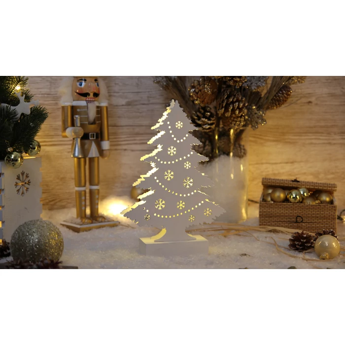 Tracon LED karácsonyi fenyő fehér fa elemes meleg fehér CHRTRWW7WW