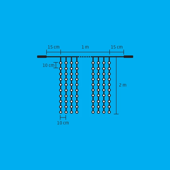 Somogyi LED-es fényfüggöny 2x1 m / 210 LED sorolható hideg fehér DLF 210/WH