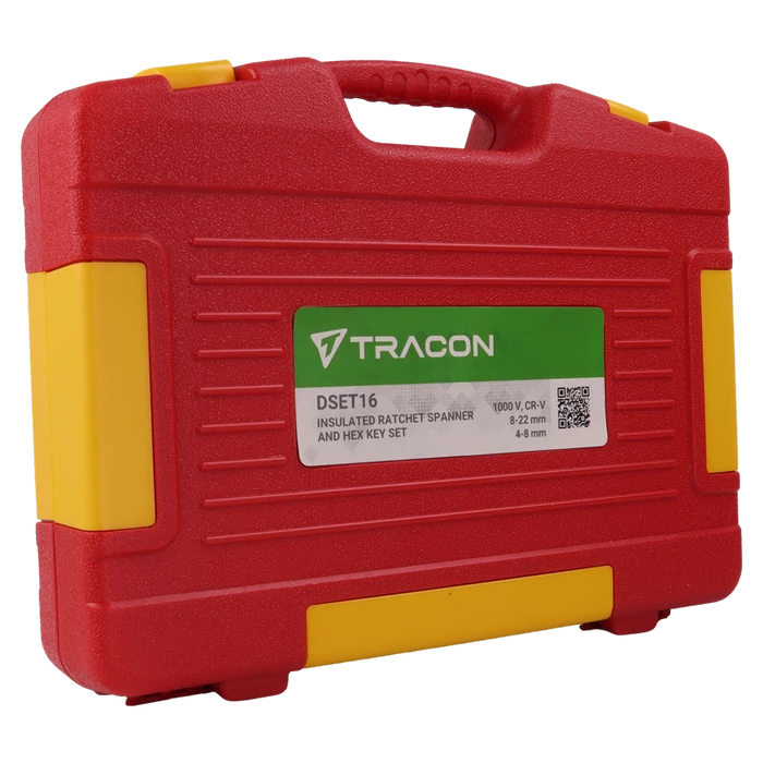 Tracon 16 db-os szigetelt racsnis imbuszkulcs és dugókulcs készlet 1000V DSET16