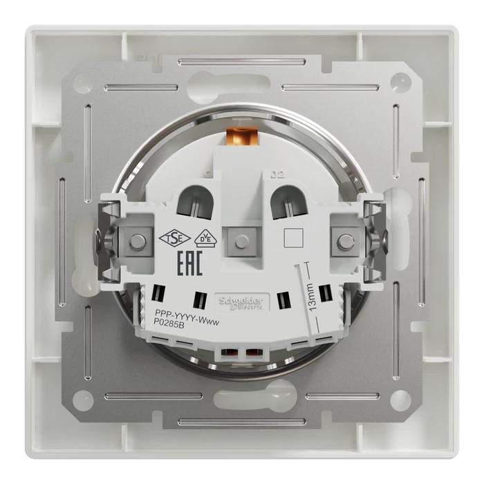 Asfora konnektor 2P+F dugalj süllyesztett fehér Schneider EPH2900121