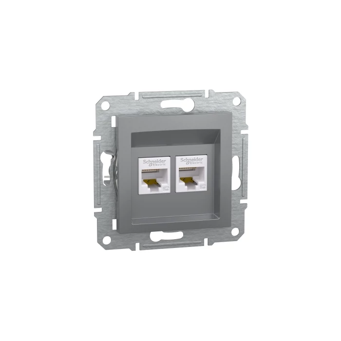 Schneider Electric Asfora 2xRJ45 Cat5e UTP csatlakozóaljzat acél EPH4400162