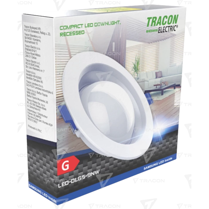 Tracon Kompakt beépíthető 6W 480lm 4000K természetes fehér LED mélysugárzó LED panel LED-DLGS-6NW