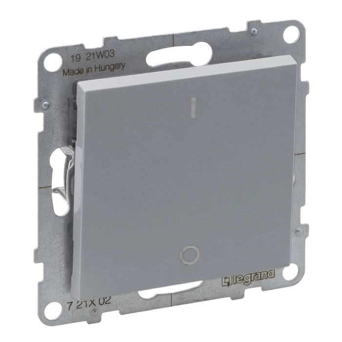 Legrand Suno 102 kétpólusú kapcsoló 10AX keret nélkül aluminium 721302