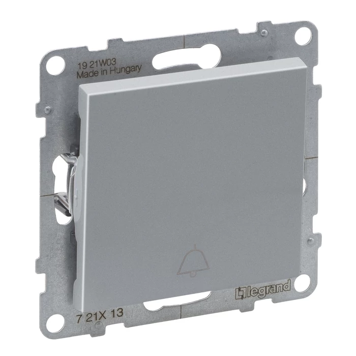 Legrand Suno 101N C egypólusú nyomó csengőjellel kapcsoló keret nélkül 10AX, aluminium 721313