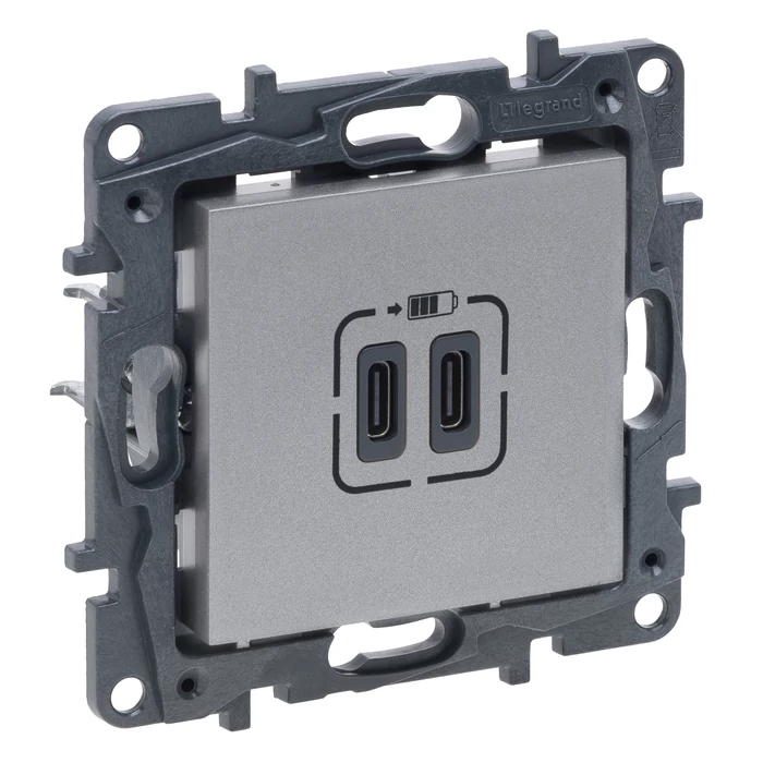 Legrand Niloé Step 2xUSB-C töltőaljzat 5V 3A 15W alumínium 863339