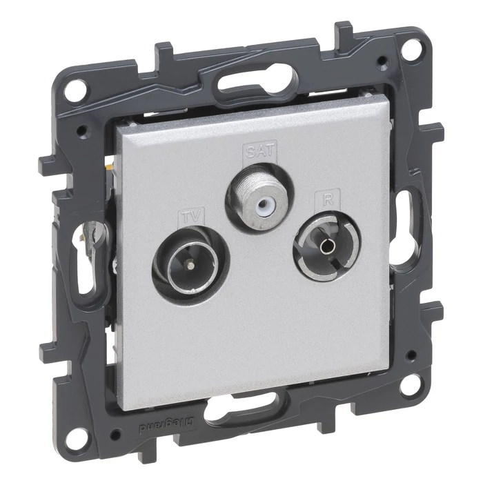 Legrand Niloé Step TV-R-SAT csillagpontos csatlakozóaljzat 1,5 dB alumínium 863380