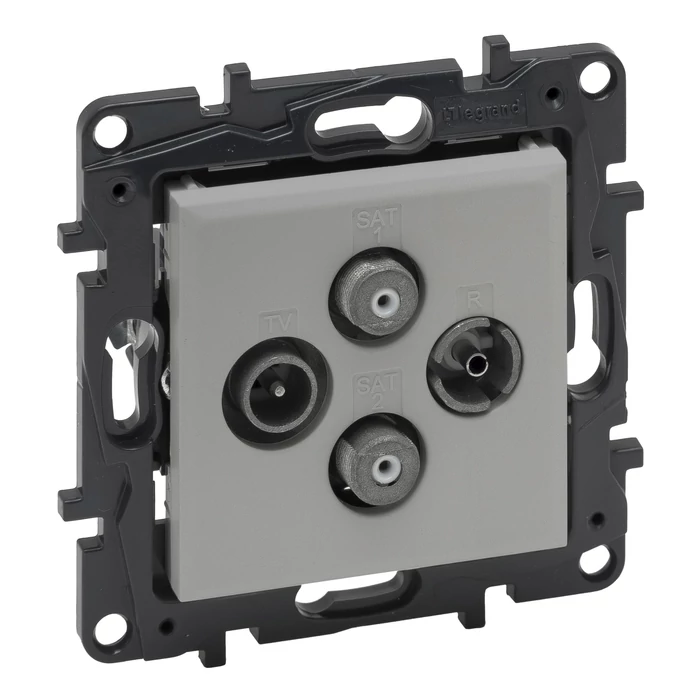 Legrand Niloé Step TV-R-SAT-SAT csillagpontos csatlakozóaljzat 1,5 dB alumínium 863382