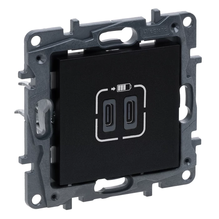 Legrand Niloé Step 2xUSB-C töltőaljzat 5V 3A 15W fekete 863539