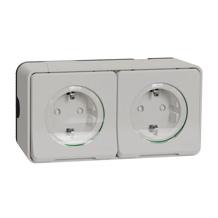 Schneider Electric MUREVA Styl 2x2p+f csatlakozóaljzat biztonsági zsaluval csapófedéllel rugós komplett polárfehér MUR39035