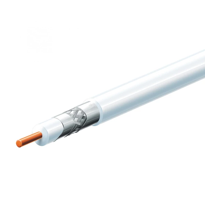 Home S 6TSP/WH koax kábel, 75 Ohm, PVC és PE szigetelés, réz bevonatú acél ér, alumínium + PET fólia 96 szál aluharisnya, 100m, fehér S 6TSP/WH