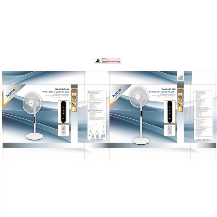 Home SFT40R állóventilátor 3in1 60W 40 cm névleges lapátátmérő 5 lapát 4 fokozat erintőgomb távirányító, állítható magasság és dőlésszög LED kijelző SFT40R