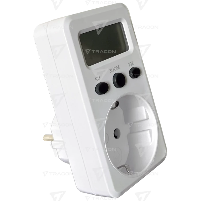 Tracon digitális fogyasztásmérő dugaljba LCD kijelzőjű 3680W IP20 TVOD01