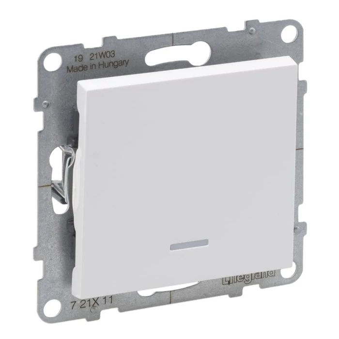 Legrand Suno fehér 101 JF egypólusú kapcsoló jelzőfénnyel keret nélkül 10AX 721111
