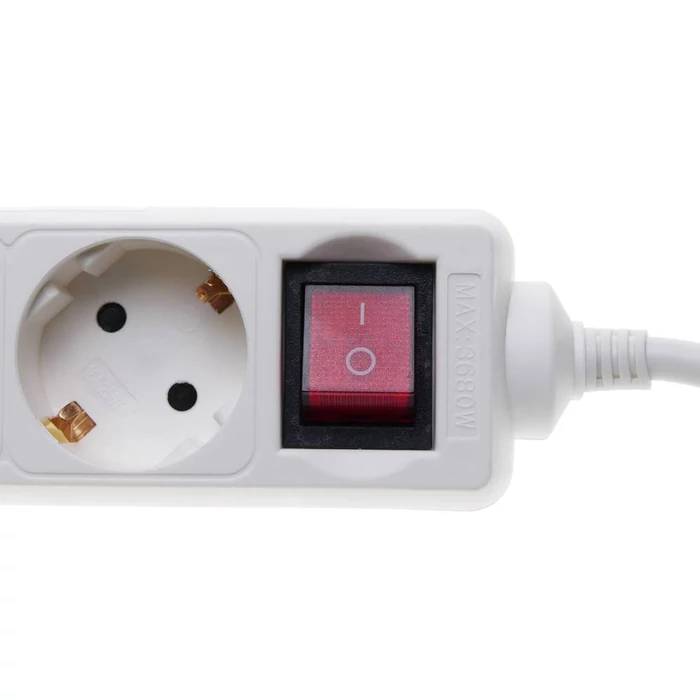 Anco 3-as hálózati elosztó kapcsolós 5m hosszabbító fehér 321154