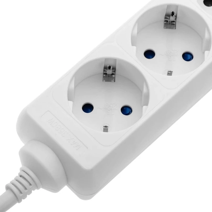 Anco 6-os hálózati elosztó 1,4m hosszabbító fehér 321157