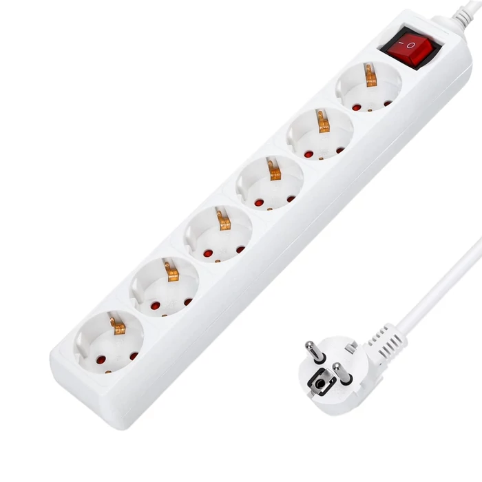 Anco 6-os hálózati elosztó kapcsolós 3m hosszabbító fehér 321158