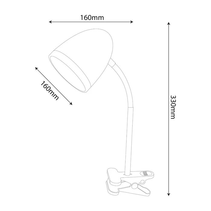 Avide Basic asztali lámpa fehér csíptethető 1xE27 ABDL-CLIP-W-15W