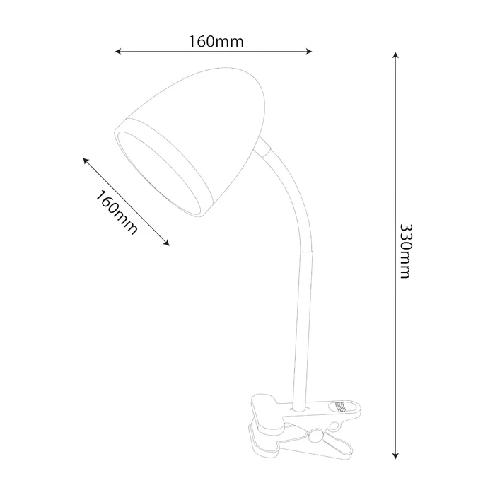 Avide Basic asztali lámpa fekete csíptethető 1xE27 ABDL-CLIP-B-15W