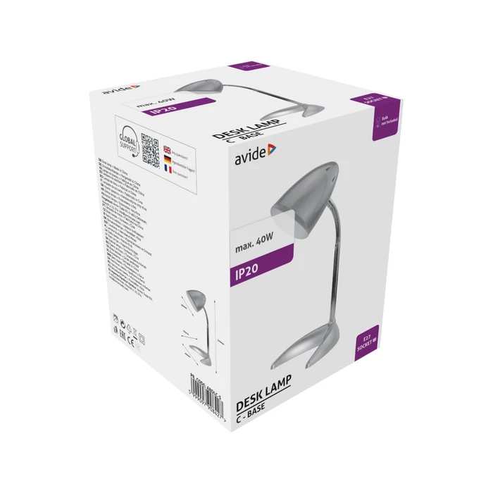 Avide Basic C talpú asztali lámpa ezüst 1xE27 ABDLC-S