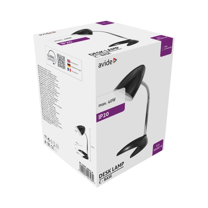 Avide Basic C talpú asztali lámpa fekete 1xE27 ABDLC-B