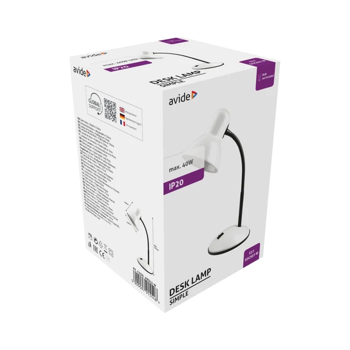 Avide Basic Simple asztali lámpa fehér 1xE27 ABDLS-W