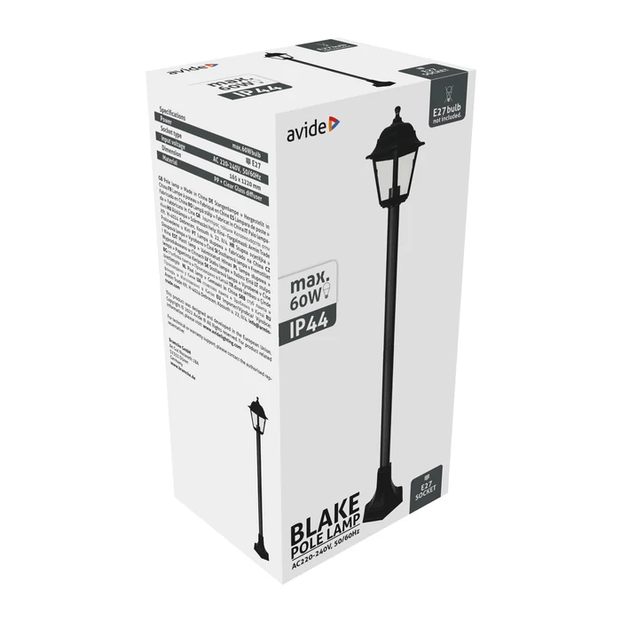 Avide Blake kültéri állólámpa fekete 1xE27 1200 mm IP44 AOPLL-1XE27-BLA