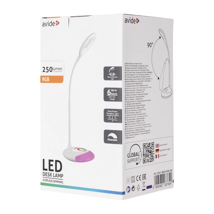 Avide LED asztali lámpa 4W fehér ABLDLRGB-4W