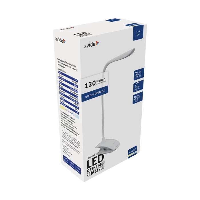 Avide LED asztali lámpa csíptethető fehér 1,5W ABLDL-CLIP-1.5W