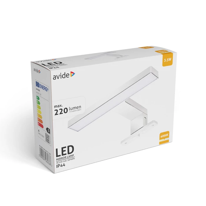 Avide LED tükörvilágító lámpa 3,5W 220lm 4000K króm 180mm IP44 ALML-B18-C-3.5W