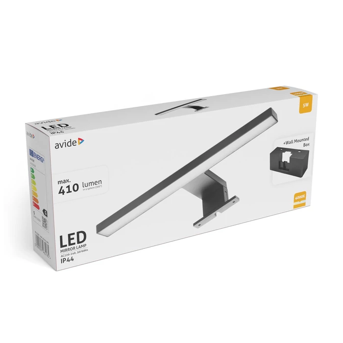 Avide LED tükörvilágító lámpa 5W 410lm 4000K fekete 300mm IP44 ALML-B30-B-5WB