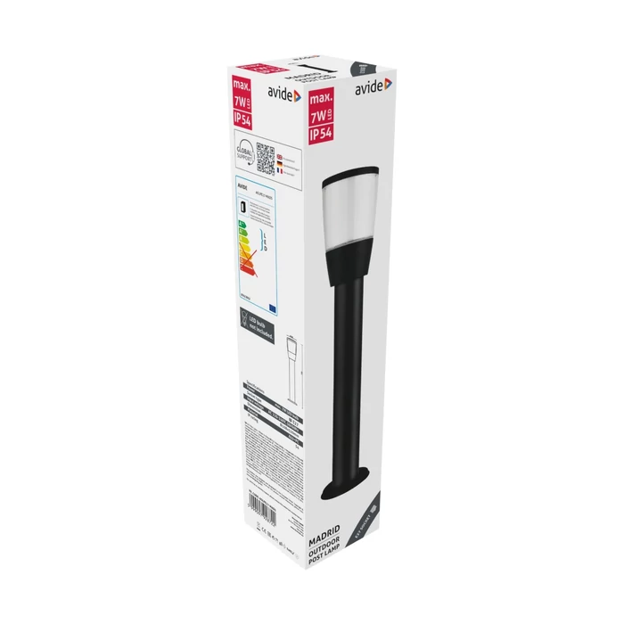 Avide Madrid kültéri állólámpa fekete 1xE27 520 mm IP54 AOLPE27-MADS